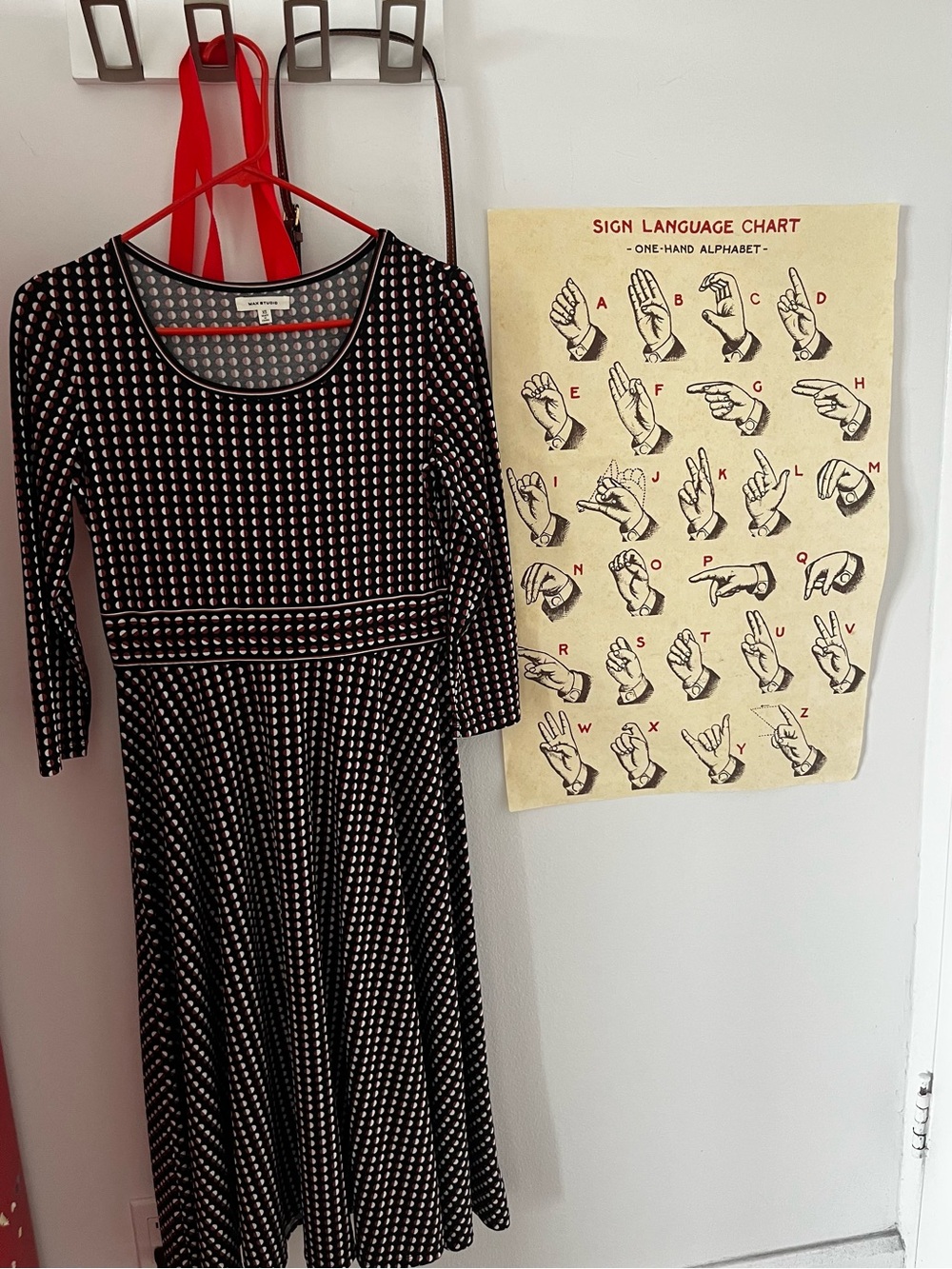 Max Studio  Black and White Patterned Fit-and-Flare Dress